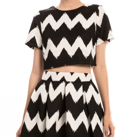 Chevron Crop Top &  Pleated Skirt ( Set of 2) - Picture 1 of 3